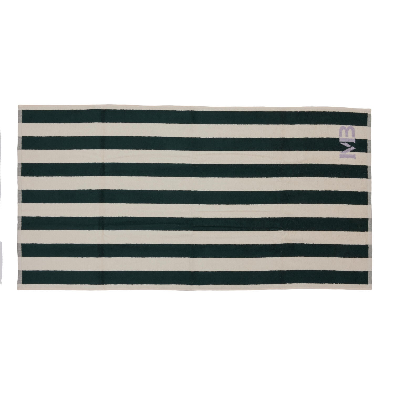 Stripe håndklæde - hvid/grøn/iris